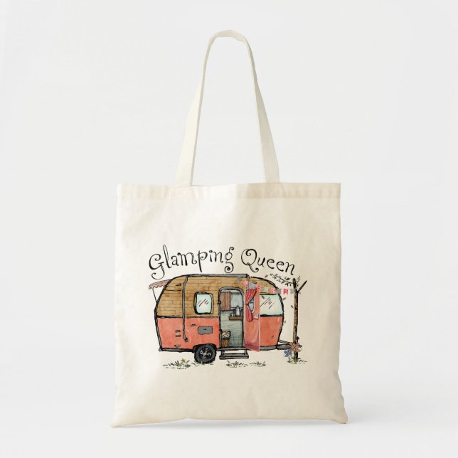 Bolsa Tote Acampamento Rainha Funny Vintage (Frente)