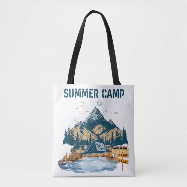 Bolsa Tote Acampamento Simples de Verão Design (Frente)
