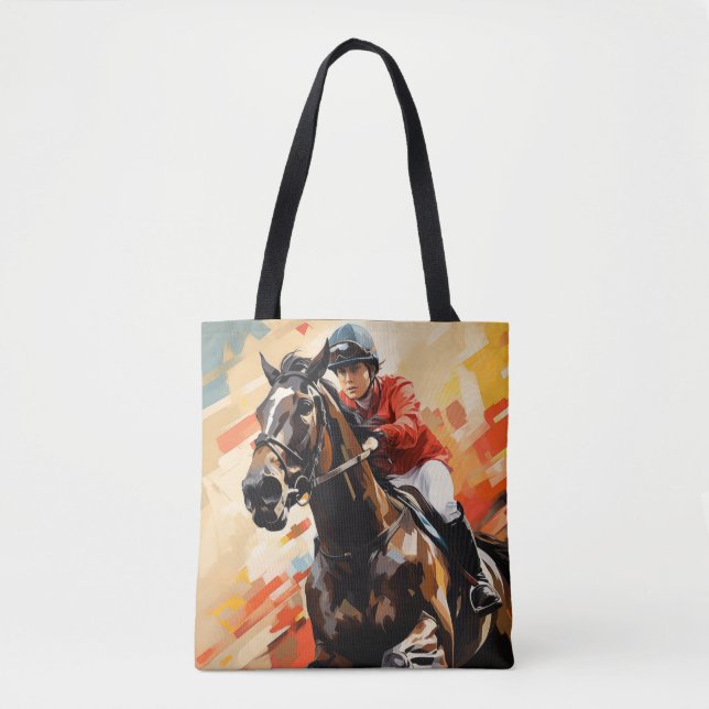 Bolsa Tote Ação Contra Cavalos Esportes Pintura Abstrato (Frente)