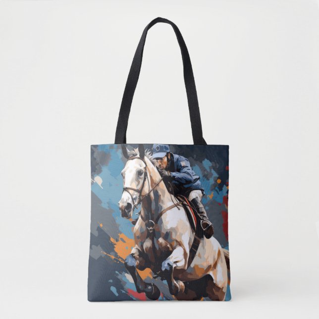 Bolsa Tote Ação Contra Cavalos Esportes Pintura Abstrato (Frente)