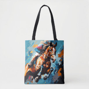 Bolsa Tote Ação Contra Cavalos Esportes Pintura Abstrato