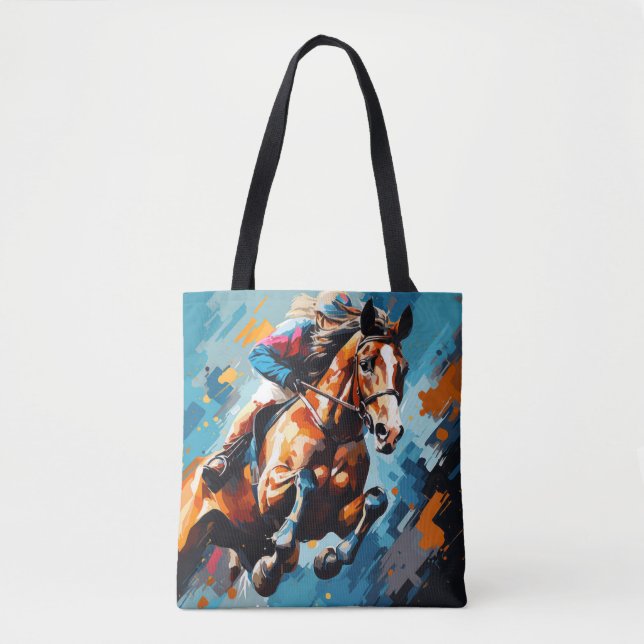 Bolsa Tote Ação Contra Cavalos Esportes Pintura Abstrato (Frente)