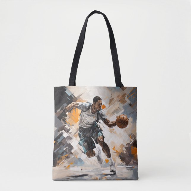 Bolsa Tote Ação de basquetebol Esporte Pintura de Abstrato (Frente)