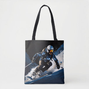 Bolsa Tote Ação de Esqui Desenho de Pintura Abstrato