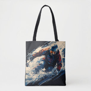 Bolsa Tote Ação de Esqui Desenho de Pintura Abstrato