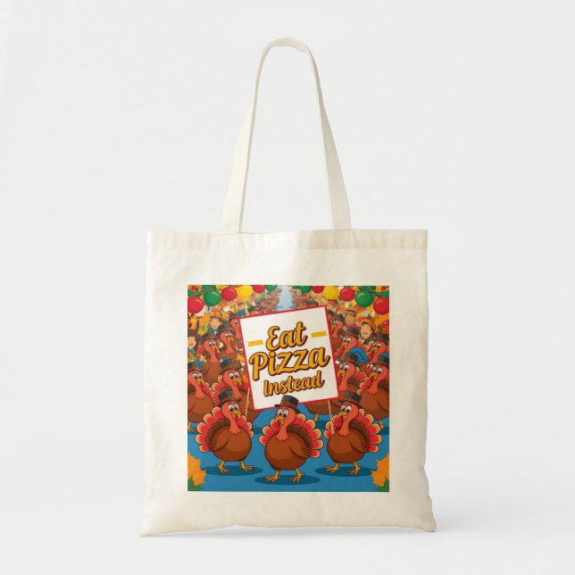 Bolsa Tote Ação de Graças com pizza em vez (Frente)