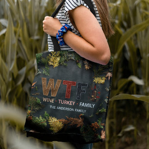 Bolsa Tote Ação de Graças Família Peru Vinho WTF Engraçado
