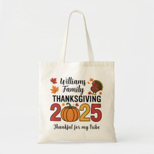Bolsa Tote Ação de Graças Personalizada 2025 Família Abóbora
