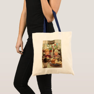 Bolsa Tote Ação de Graças Vintage, Crianças Agradecidas