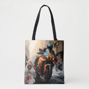 Bolsa Tote Ação Moto Race Esporte Pintura Abstrato