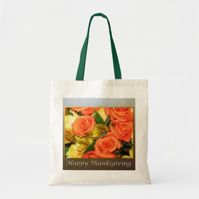 Bolsa Tote Acção de graças feliz floral (Frente)