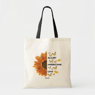 Bolsa Tote Aceitar, Entender, Amar Citações Motivacionais Nom