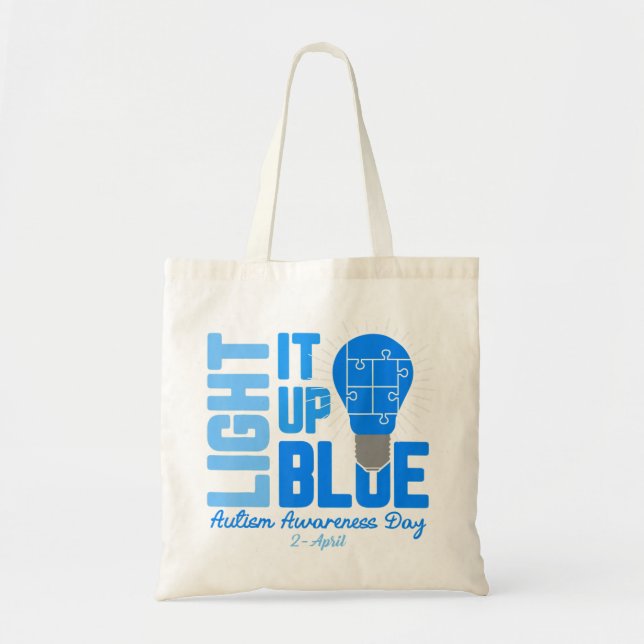 Bolsa Tote Acenda-A A Camisa De Consciência Do Autismo Azul,  (Frente)