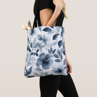 Bolsa Tote Acento Floral em Aquarela Azul Temperamental