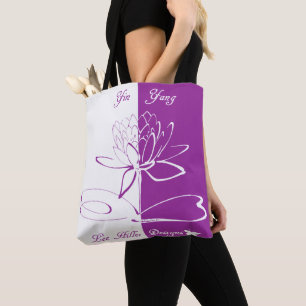 Bolsa Tote Acentos do Logotipo da Lee Hiller Branco Violeta