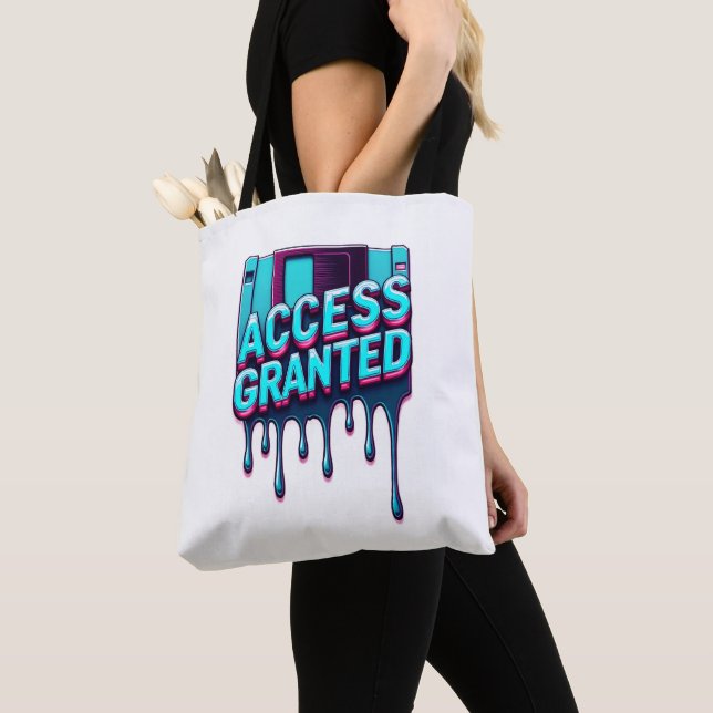 Bolsa Tote Acesso Concedido | Gráfico de Disquete de Hacker R (Close Up)