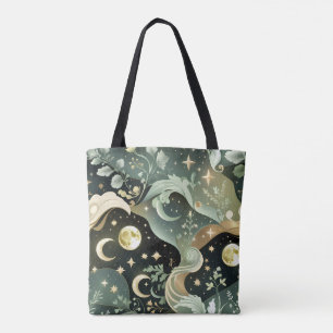 Bolsa Tote Acessório Celestial Lua Verde Salgueiro Brilhante