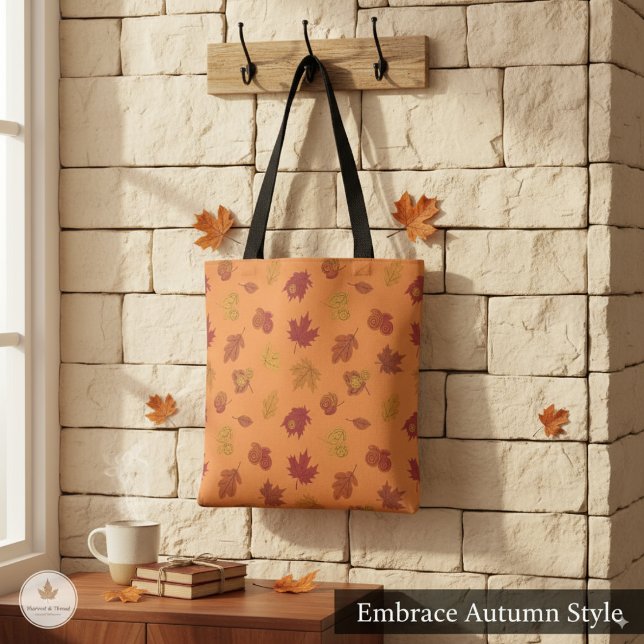 Bolsa Tote Acessório de Outono com Folhas Caindo Elegante (Criador carregado)
