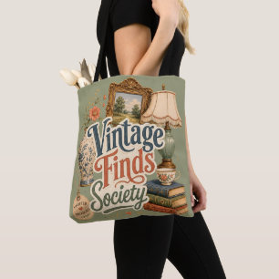 Bolsa Tote Achados Vintage Tesouros Cottagecore Verde