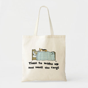 Bolsa Tote Acorde e cheire o Corgi