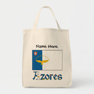 Bolsa Tote Açores e Bandeira Açoriana com o Seu Nome
