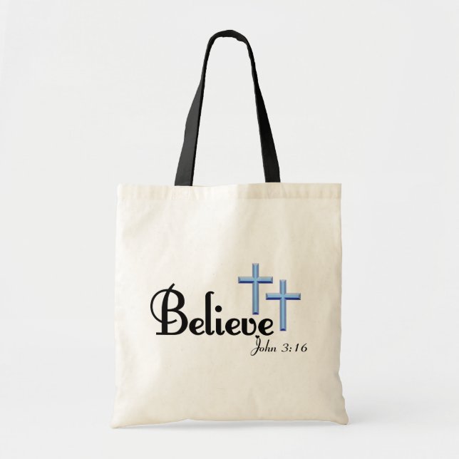 Bolsa Tote Acredite com a sacola das cruzes do azul (Frente)