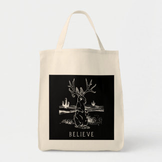 Bolsa Tote Acredite em Jackalope Cryptid Rabbit Bunny Roupa