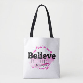 Bolsa Tote Acredite Em Si Mesmo Tinta Água Rosa Inspirador