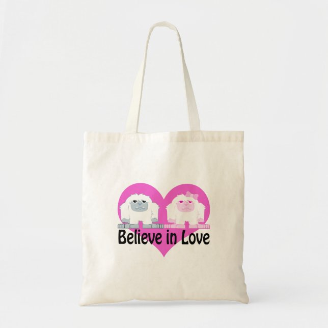 Bolsa Tote Acredite no amor! Yetis Cute (Frente)