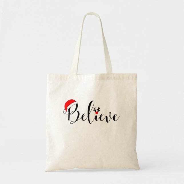 Bolsa Tote Acredite no Natal Bag Xmas Graphic (Frente)