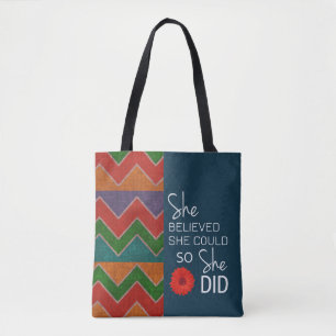Bolsa Tote Acreditou que poderia (cerceta Oran de Chevron)