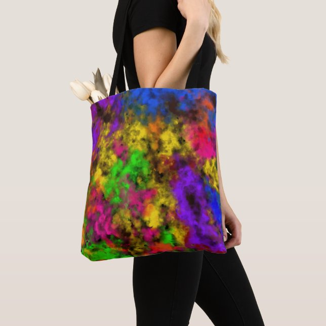 Bolsa Tote Acrylic Neon Colors Paint Splatter Splash Abstract (Close Up)