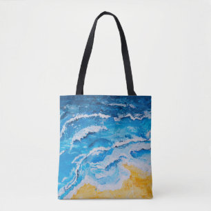 Bolsa Tote Acrylic sea and beach painting on drawing stand wi
