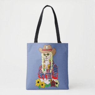 Bolsa Tote Açúcar Crânio Cowgirl