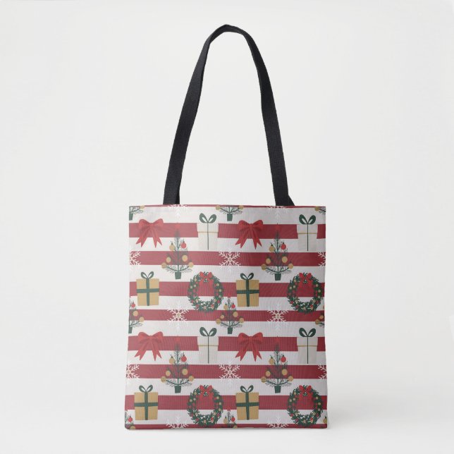 Bolsa Tote AD 004 - Padrão digital de Natal (Frente)