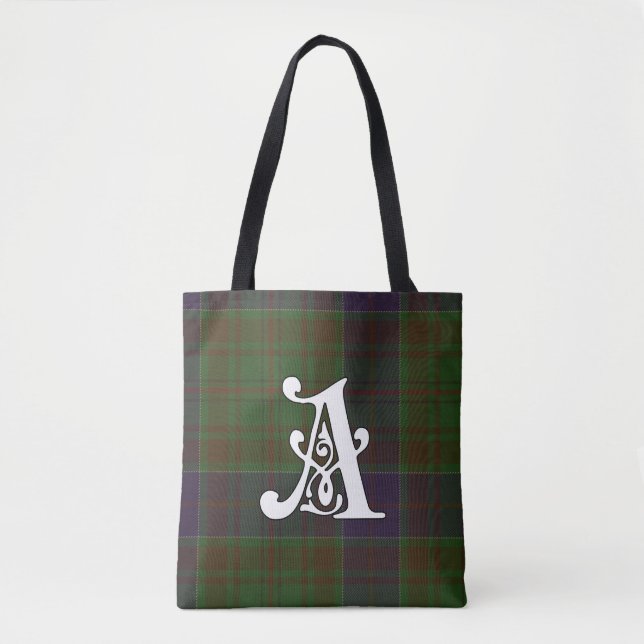 Bolsa Tote Adams Clan Tartan Monograma (Frente)
