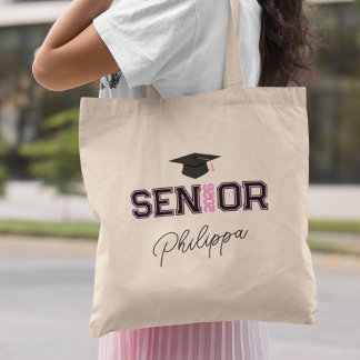 Bolsa Tote Add Your Name Pink Year Senior Graduate