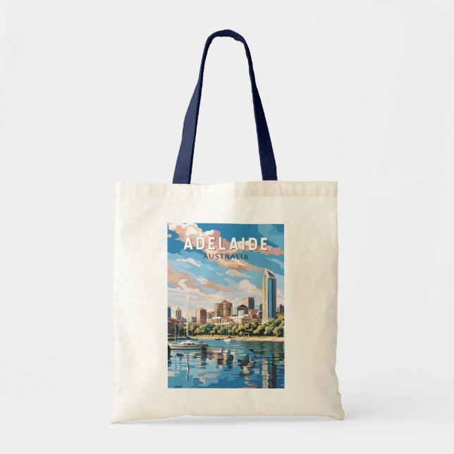 Bolsa Tote Adelaide Austrália - Viagem Art Vintage (Frente)