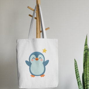 Bolsa Tote Adesivo de desenho animado de pinguim fofo para cr