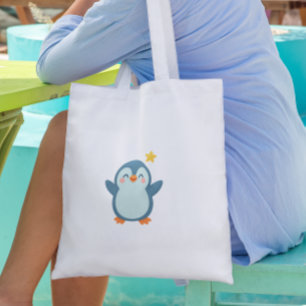 Bolsa Tote Adesivo de desenho animado de pinguim fofo para cr