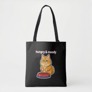Bolsa Tote Adesivo de meme de gato laranja fofo, faminto e ma