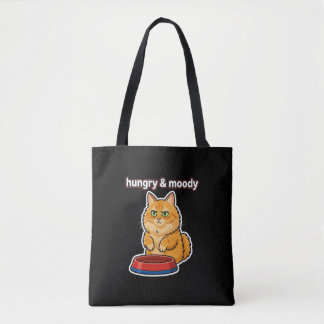 Bolsa Tote Adesivo de meme de gato laranja fofo, faminto e ma