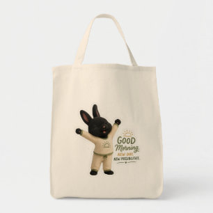 Bolsa Tote Adesivo do Coelho de Alongamento Matinal
