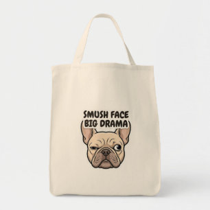 Bolsa Tote Adesivo do Frenchie de Cara Amassada e Grande Dram