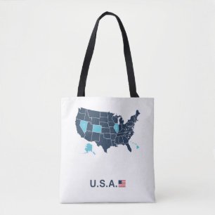 Bolsa Tote Adesivo Gravado Mapa EUA Caminhoneiro Couro