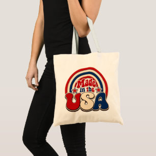 Bolsa Tote Adesivo Patriótico "Feito nos EUA" Vintage