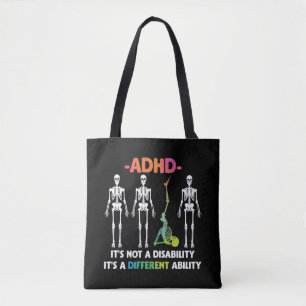 Bolsa Tote ADHD não incapacitante Diferente habilidade Esque