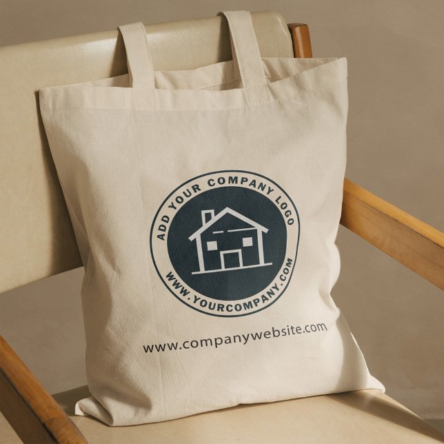 Bolsa Tote Adicionar endereço do site da empresa de logotipo  (Add Custom Business Logo Company Website Address Tote Bag)