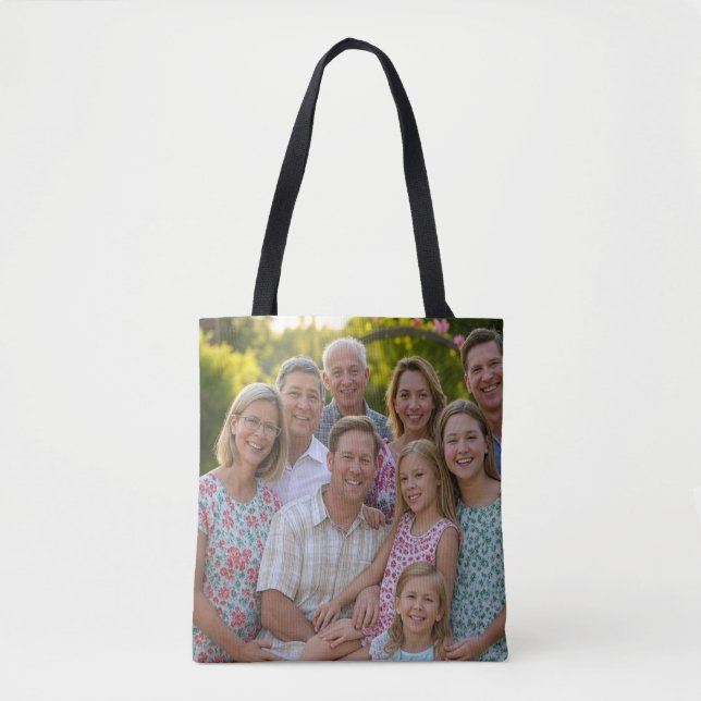 Bolsa Tote Adicionar Foto de Reunião da Família Personalizar (Frente)