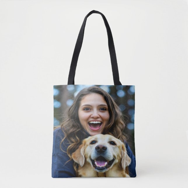 Bolsa Tote Adicionar Foto Personalizada do Labrador Retriever (Frente)